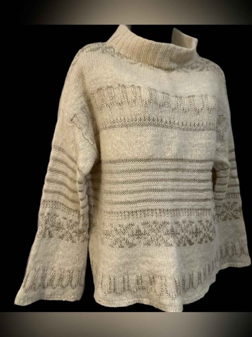 POLO RALPH LAUREN Lambswool Silk Alpaca Wool Ribbed CHUNKY COZY Sweater Size Med